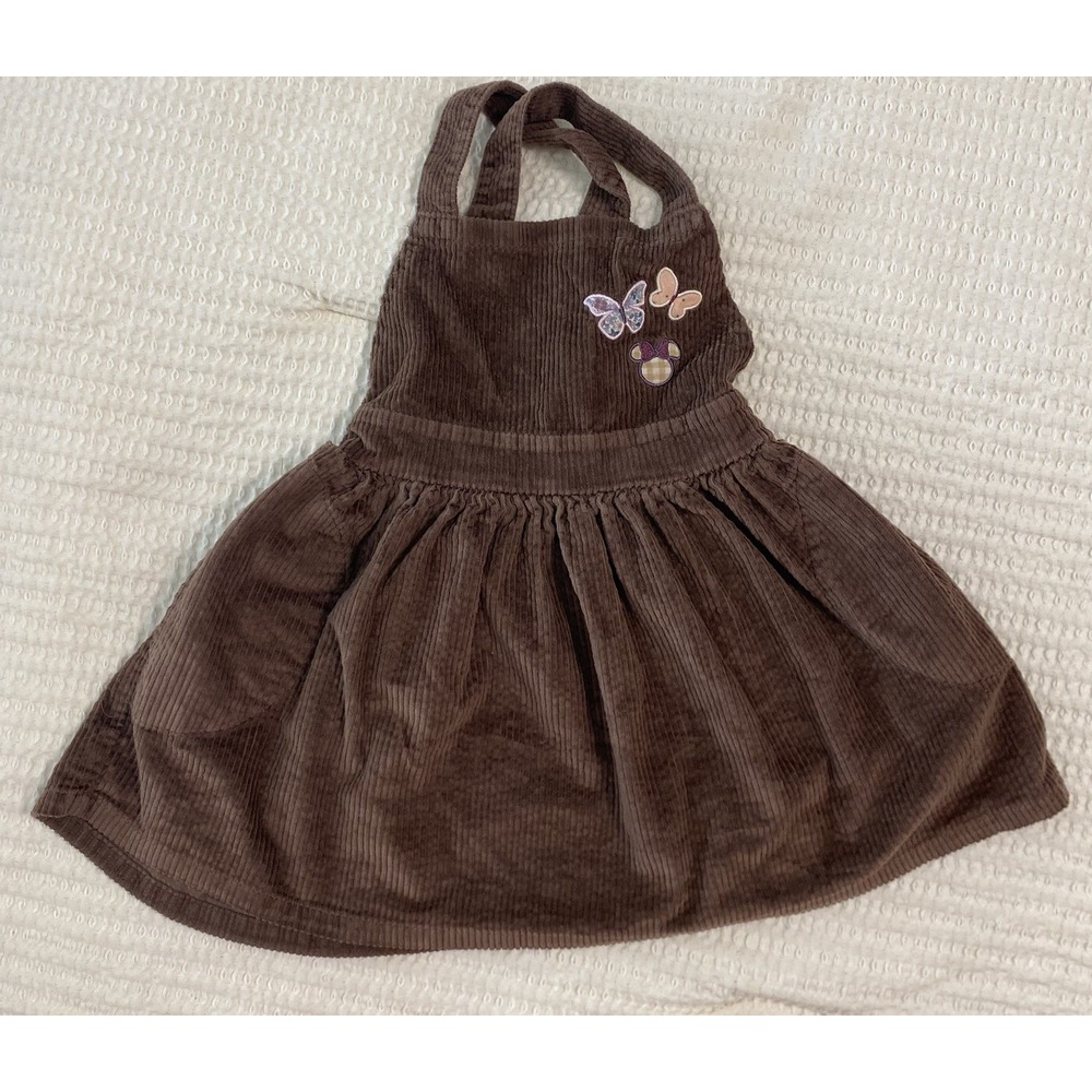 Disney Junior minnie‎ 3T corduroy overall dress brown